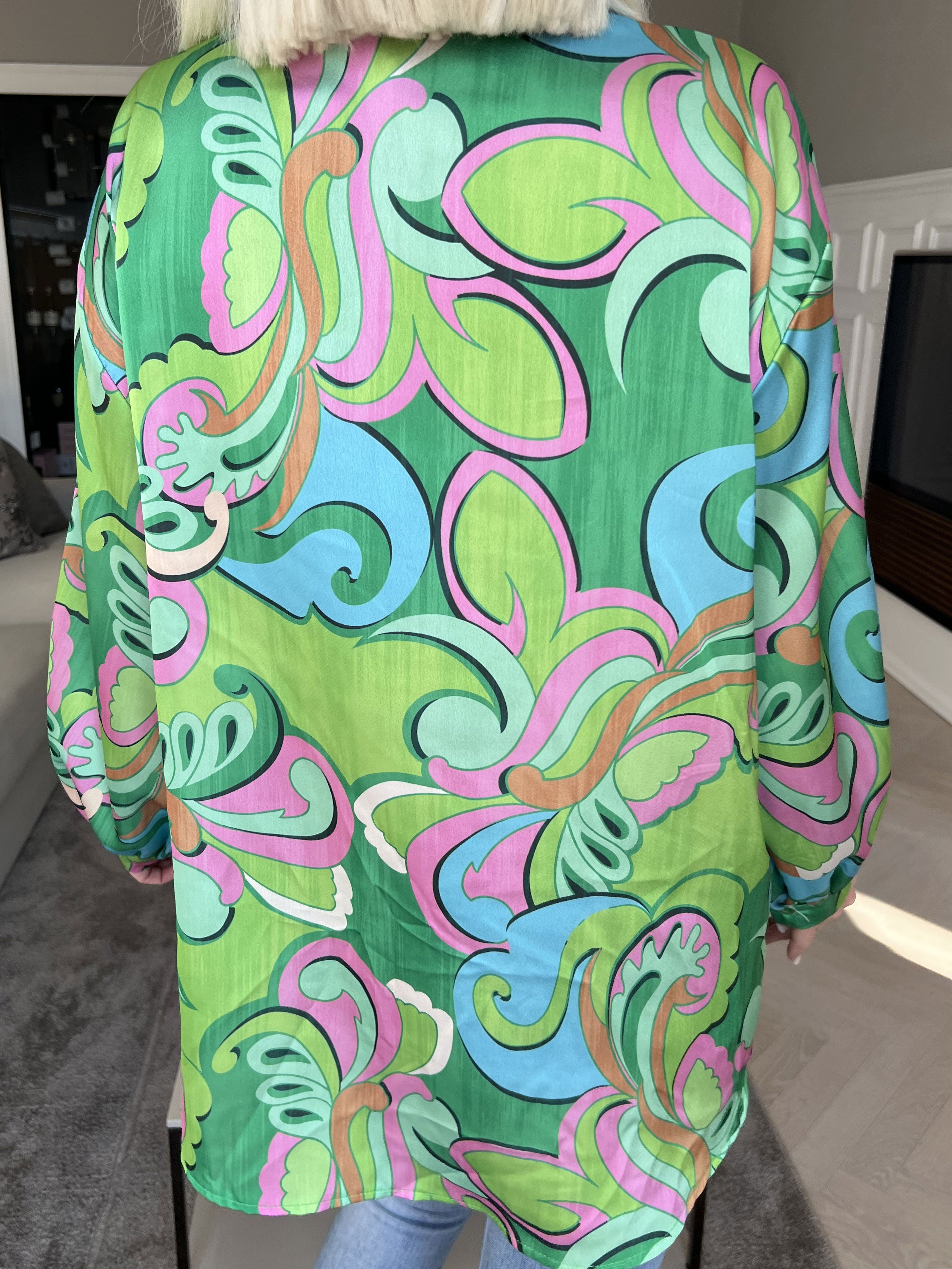 Happy - Flerfärgad skjorta i sidenlook